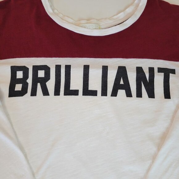 Forever 21 "Brilliant" Crew Neck Graphic T-Shirt Raglan Sleeves Womens Size 2X - Picture 4 of 8